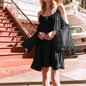 NEW Cold Shoulder Black Mini Dress Size SMALL